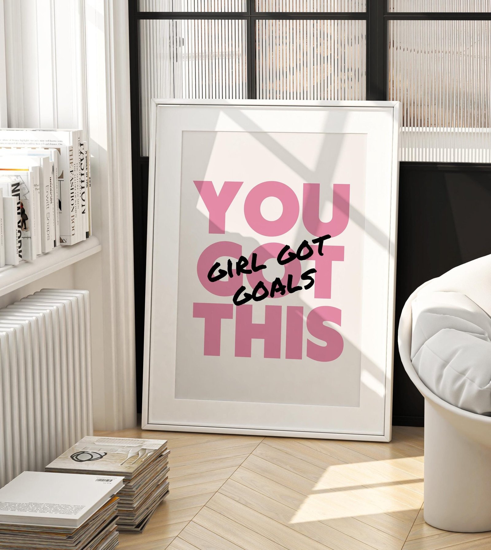 Girl Got Goals Motivational Dorm Room Wall Art, Trendy Pink Girly Wall Art, Bedroom Dorm Room Aesthetic, Wall Art Bedroom Decor
