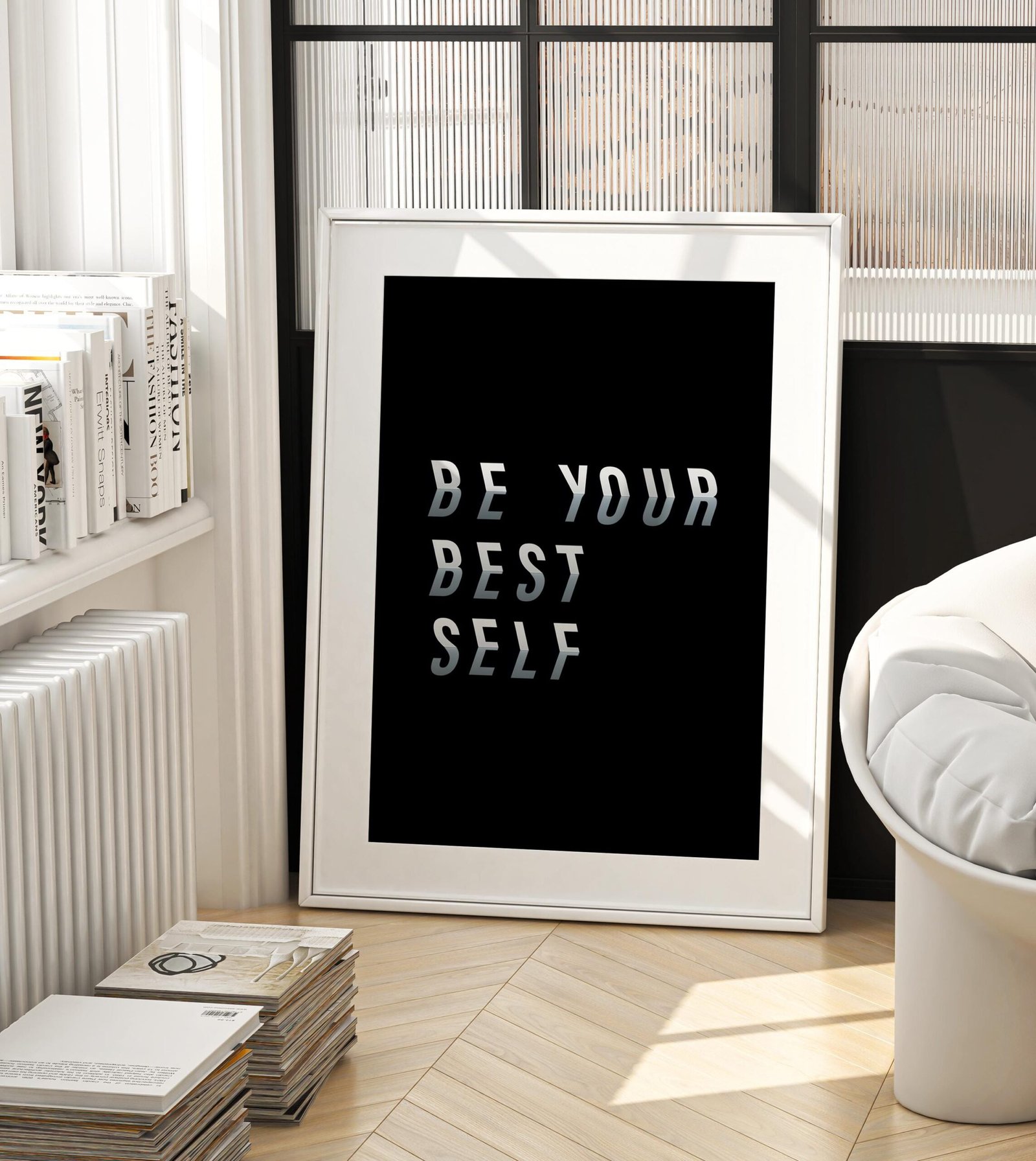 Inspirational Wall Art – “Be Your Best Self” – Motivational Art – Digital Black Art 5 High-Resolution Printable Files – Instant Download