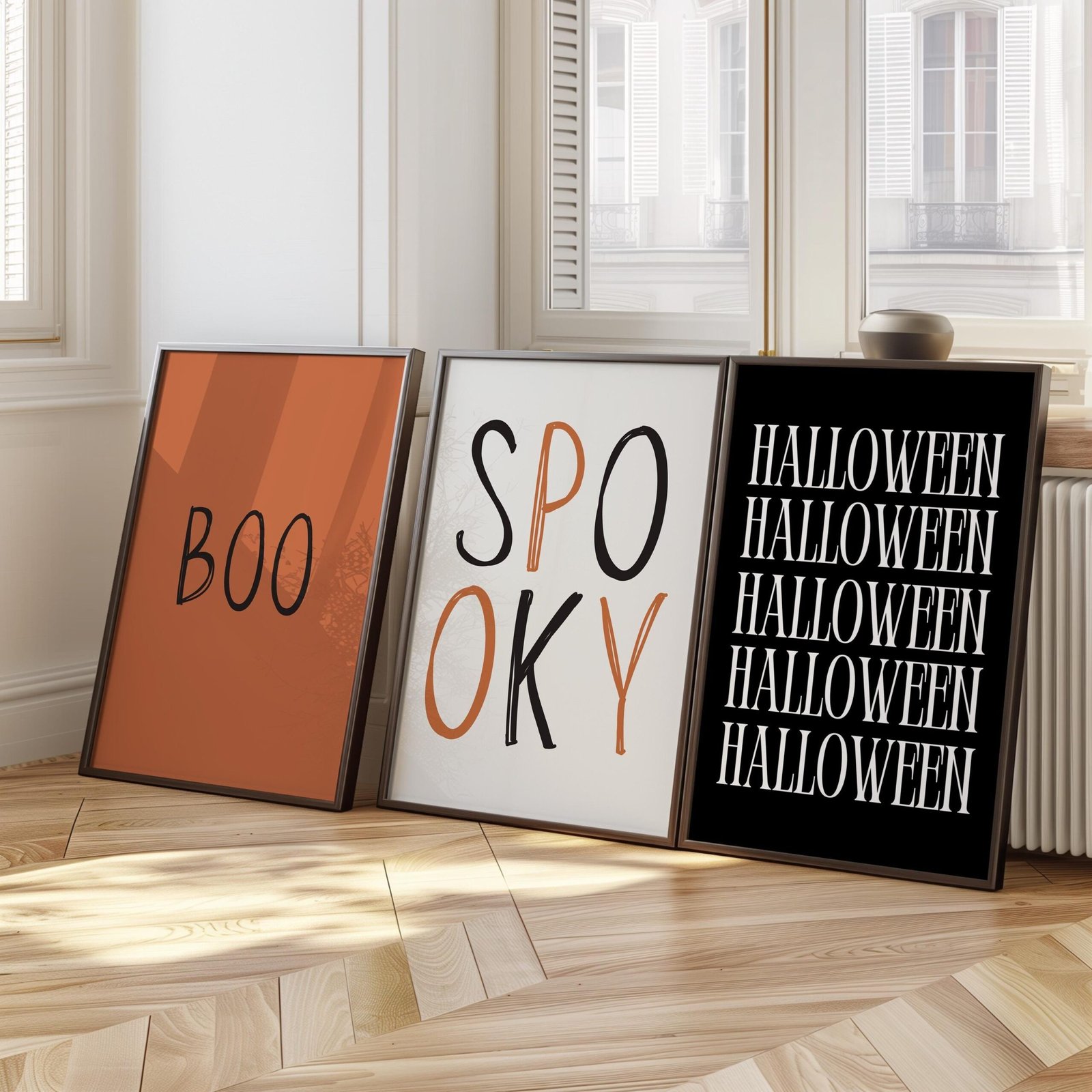 Halloween Wall Art Prints | BOO | SPOOKY | HALLOWEEN | Typography Halloween Print Set | Halloween Decor | Minimalist Halloween Printables