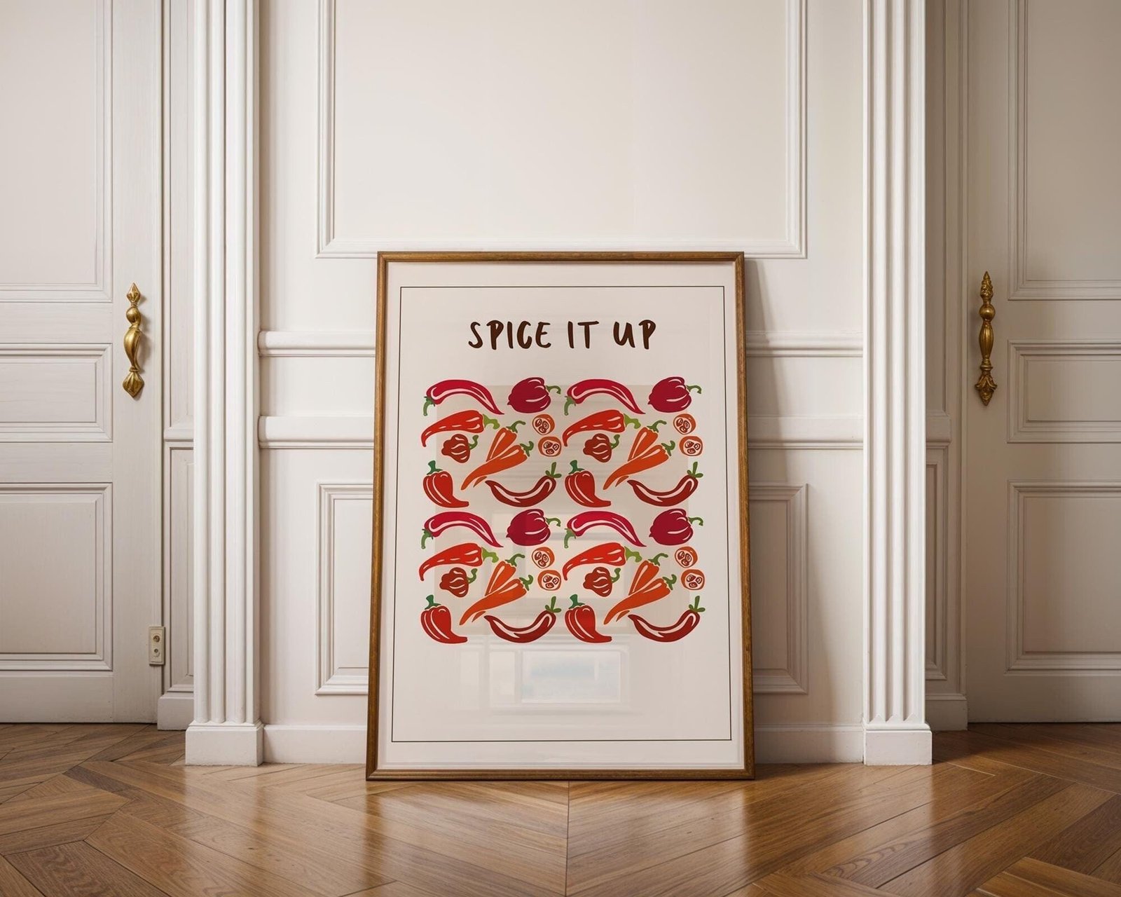 Spice It Up Kitchen Wall Art, Retro Pepper Art Print, Printable Wall Art, Modern Kitchen Decor, Digital Download, Kitchen Red Pepper Prints