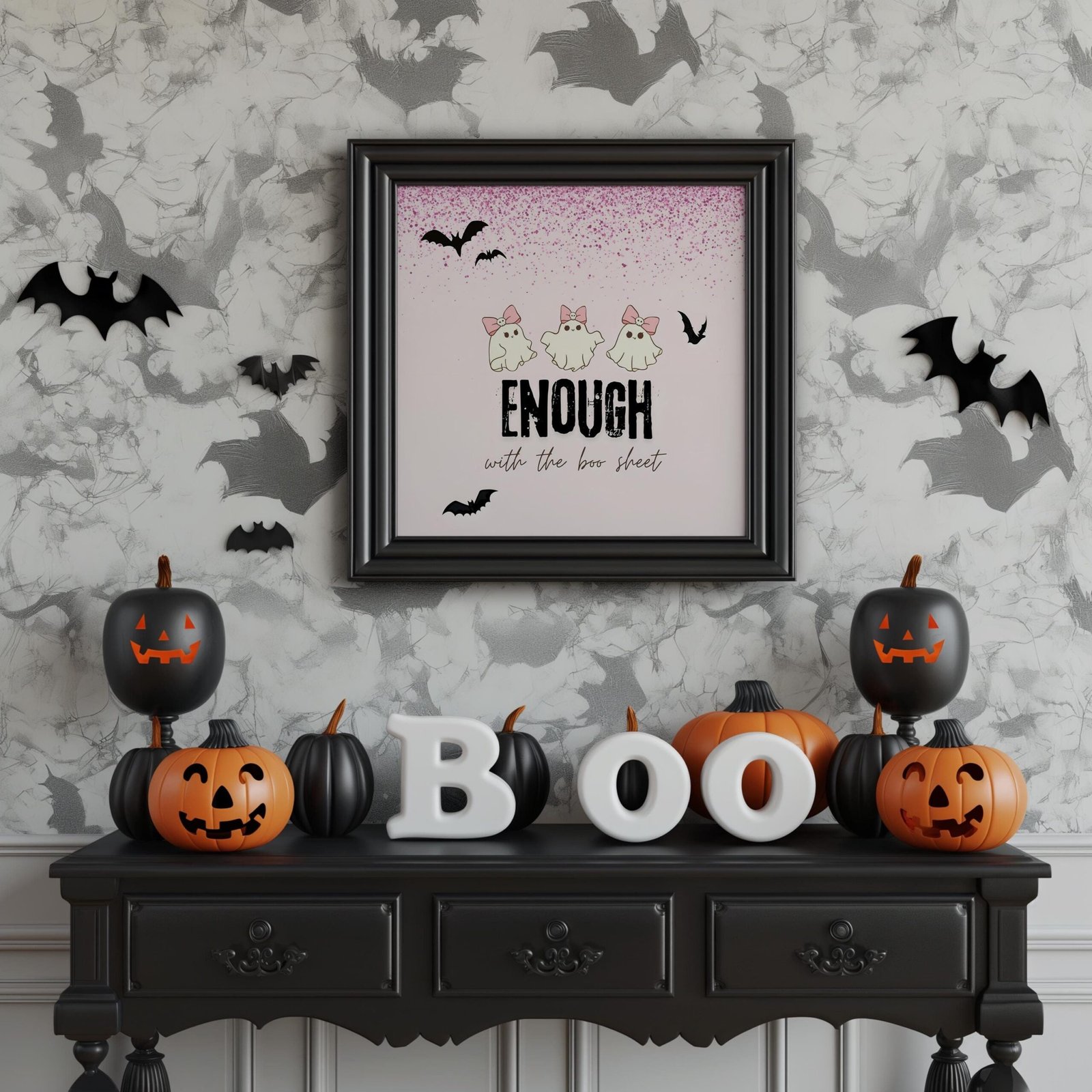 Enough with the Boo Sheet Halloween Wall Art | Cute Ghost Printable Decor | Halloween Digital Download | Halloween Decor | Spooky Wall Art