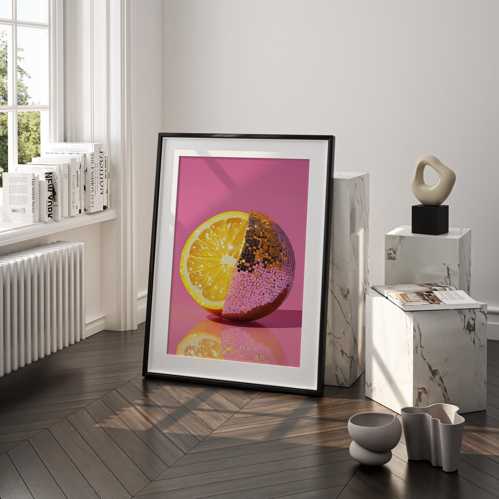 Disco Oranges Art Print | Wall Art Poster | Glam Disco Ball Oranges | Preppy Trendy | Fruit | Kitchen Decor | Digital Download | PRINTABLE