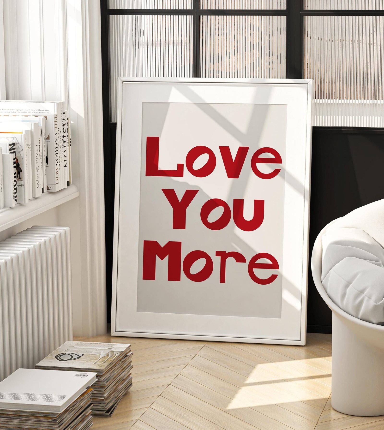 Love You More Digital Wall Art, Trendy Love Art, Red Wall Art, Dorm Room Decor, Love Wall Art Print, Typography Print, Aesthetic Wall Art